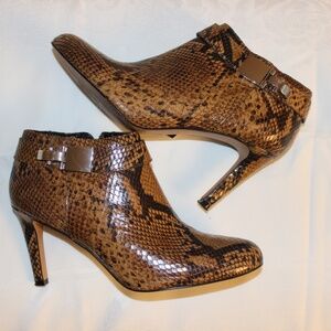 Vince Camuto snake print heeled booties